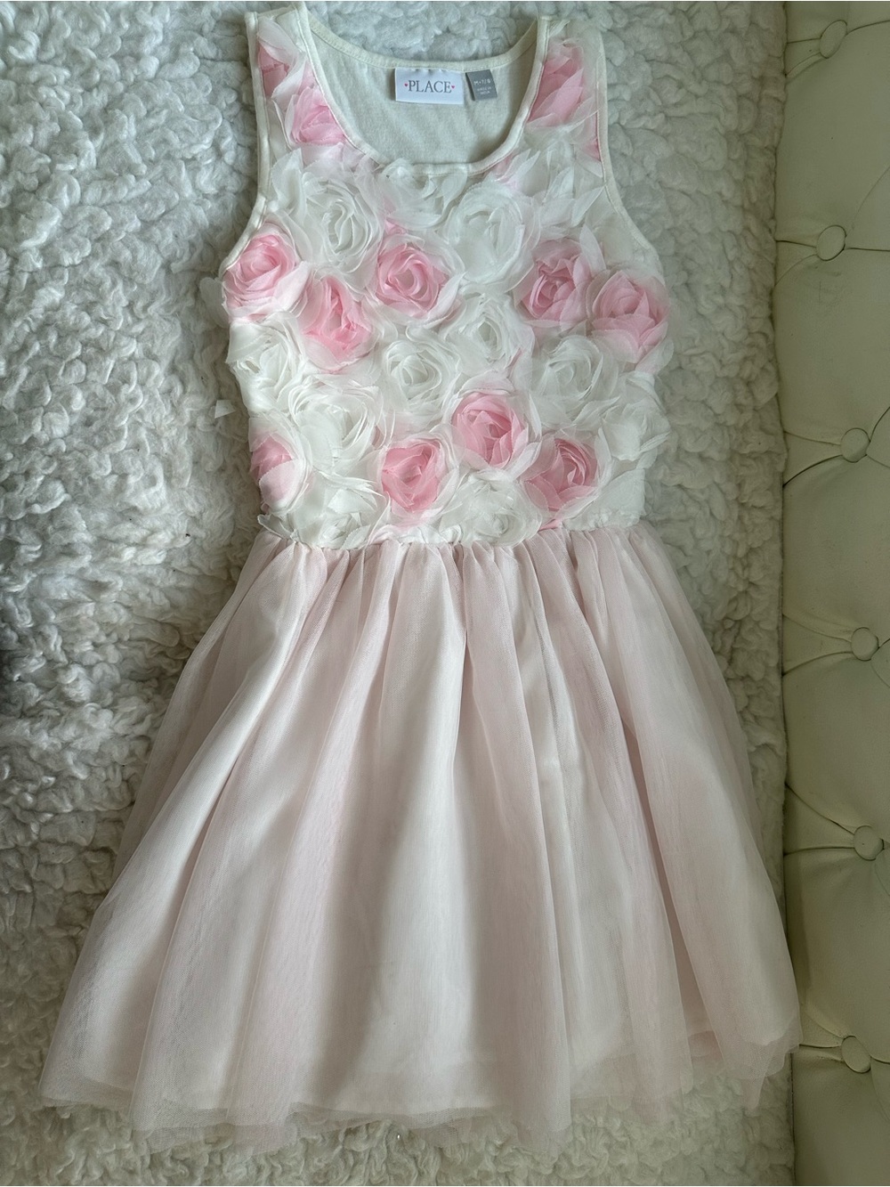 Place Pink & White Rosette Tulle Party Dress